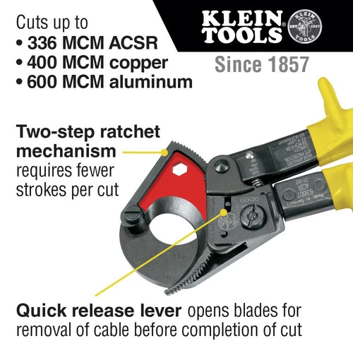 Klein Tools 63607 Ratcheting ACSR Cable Cutter 2 Klein Tools 63607 Ratcheting ACSR Cable Cutter - Image 2