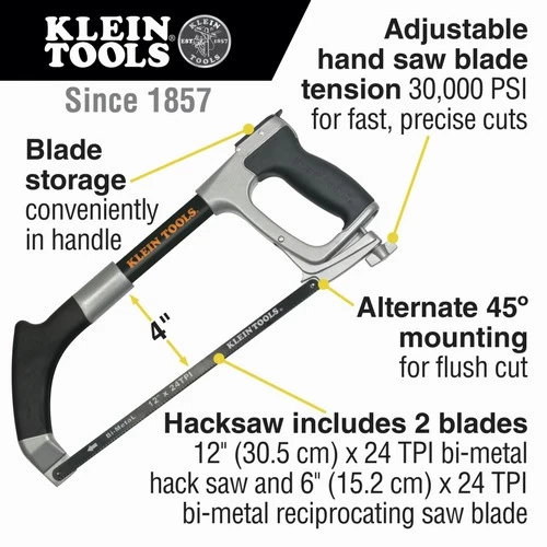 Klein Tools 702-12 12 In. High-Tension Hacksaw 2 Klein Tools 702-12 12 In. High-Tension Hacksaw - Image 2