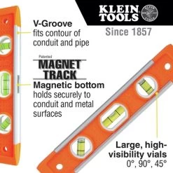 Klein Tools 935 9 In. Magnetic Torpedo Level With 3 Vials And V-groove -Tool Store klnn935 j