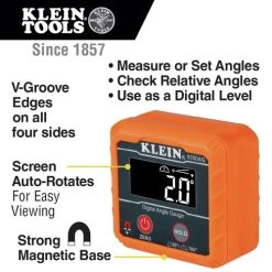 Klein Tools 935DAG Cordless Digital Angle Gauge And Level Kit 15 Klein Tools 935DAG Cordless Digital Angle Gauge And Level Kit -Tool Store klnn935dag h