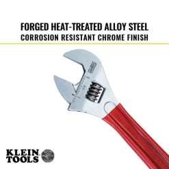 Klein Tools D507-10 10 In. Extra Capacity Adjustable Wrench - Transparent Red Handle -Tool Store klnnd507 10 g