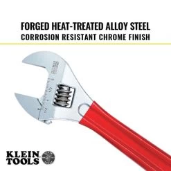 Klein Tools D507-12 12 In. Extra Capacity Adjustable Wrench - Transparent Red Handle -Tool Store klnnd507 12 g