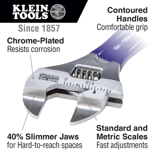 Klein Tools D86932 4 In. Slim Jaw Adjustable Wrench 2 Klein Tools D86932 4 In. Slim Jaw Adjustable Wrench - Image 2