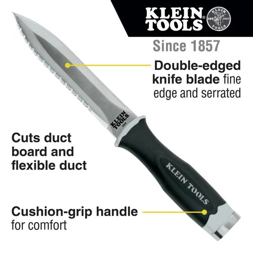 Klein Tools DK06 Stainless Steel Serrated Duct Knife 2 Klein Tools DK06 Stainless Steel Serrated Duct Knife - Image 2