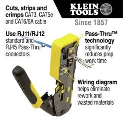 Klein Tools VDV226-110 Ratcheting Cable Crimper/Stripper/Cutter For Pass-Thru Connectors -Tool Store klnnvdv226 110 i