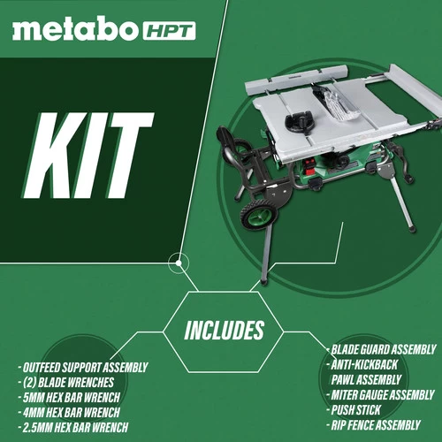 Metabo HPT C10RJSM 15 Amp 10 In. Corded Table Saw With Fold And Roll Stand 2 Metabo HPT C10RJSM 15 Amp 10 In. Corded Table Saw With Fold And Roll Stand - Image 2