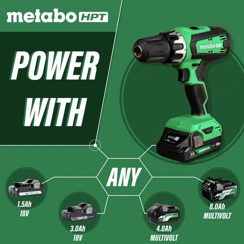 Metabo HPT DS18DFXM 18V MultiVolt Brushed Lithium-Ion 1/2 In. Cordless Drill Driver Kit (2 Ah) 6 Metabo HPT DS18DFXM 18V MultiVolt Brushed Lithium-Ion 1/2 In. Cordless Drill Driver Kit (2 Ah) - Image 6