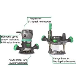 Metabo HPT KM12VCM 2-1/4 HP Variable Speed Plunge And Fixed Base Router Kit -Tool Store mhpnkm12vcm e