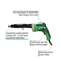 Metabo HPT W6V4SD2M 6.6 Amp Brushed SuperDrive Corded Collated Drywall Screw Gun -Tool Store mhpnw6v4sd2m b