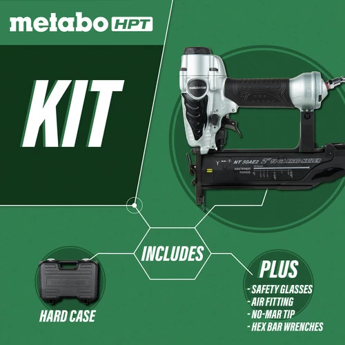 Factory Reconditioned Metabo HPT NT50AE2M 18-Gauge 2 In. Finish Brad Nailer Kit 2 Factory Reconditioned Metabo HPT NT50AE2M 18-Gauge 2 In. Finish Brad Nailer Kit - Image 2