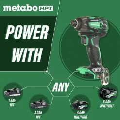 Factory Reconditioned Metabo HPT WH18DBDL2Q4M 18V Brushless Lithium-Ion 1/4 In. Cordless Triple Hammer Impact Driver (Tool Only) -Tool Store mhprwh18dbdl2q4 b