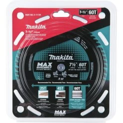 Makita E-11134 7-1/2 In. 60 Tooth Carbide-Tipped Max Efficiency Miter Saw Blade 6 Makita E-11134 7-1/2 In. 60 Tooth Carbide-Tipped Max Efficiency Miter Saw Blade -Tool Store mktne 11134 b