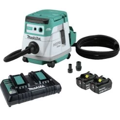 Makita XCV21PTX 18V X2 (36V) LXT Brushless Lithium-Ion 2.1 Gallon HEPA Filter Dry Dust Extractor Kit With 2 Batteries (5 Ah)