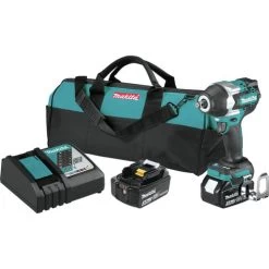 Makita XWT17T 18V LXT Brushless Lithium-Ion 1/2 In. Cordless Square Drive Mid-Torque Impact Wrench With Friction Ring Kit With 2 Batteries (5 Ah)