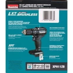 Factory Reconditioned Makita XPH11ZB-R 18V LXT Lithium-Ion Brushless Sub-Compact 1/2 In. Cordless Hammer Drill Driver (Tool Only) -Tool Store mktrxph11zb r g