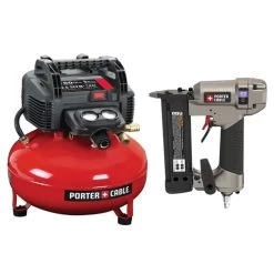 Porter-Cable C2002-PIN138 0.8 HP 6 Gallon Oil-Free Pancake Air Compressor And 23 Gauge 1-3/8 In. Pin Nailer Kit Bundle